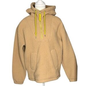 Everlane Women's Camel Brown The ReNew Fleece 1/4 Zip Hooded Pullover XS/C41.25